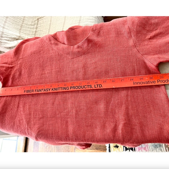 MAIWA Artisan Hand Dyed Linen Long Sleeve Tunic Top in Terracotta - L - Picture 8 of 11